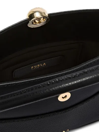 Furla Large Boston Leather Tote Bag In Black