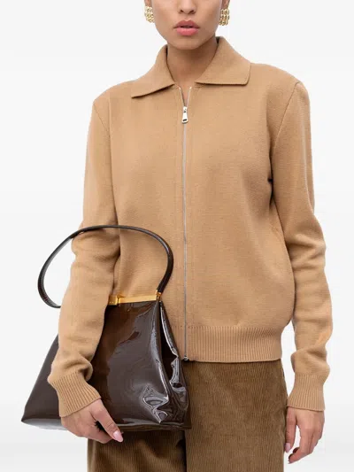 N°21 Zip-fastening Cardigan In Nude