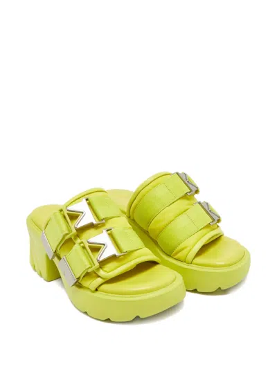 Pre-owned Bottega Veneta Platform Buckle Sandals 7.5 In Yellow