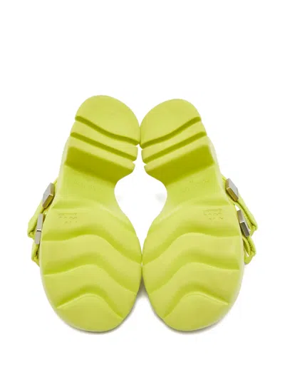 Pre-owned Bottega Veneta Platform Buckle Sandals 7.5 In Yellow