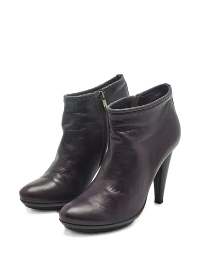 Pre-owned Bottega Veneta 1224957 Leather Ankle Boots In Purple