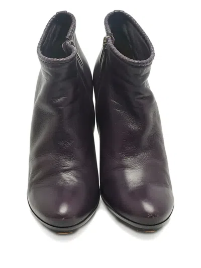 Pre-owned Bottega Veneta 1224957 Leather Ankle Boots In Purple