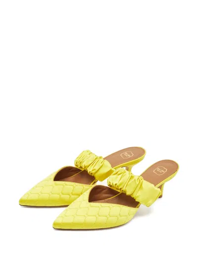 Pre-owned Malone Souliers Quilted Mules In Yellow