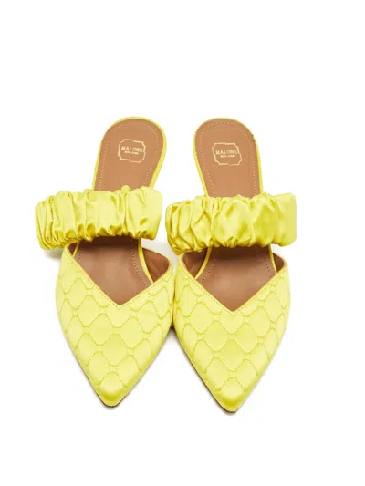 Pre-owned Malone Souliers Quilted Mules In Yellow