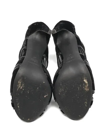 Pre-owned Dolce & Gabbana Leather-zip Sandals In Black