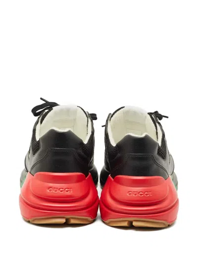 Pre-owned Gucci Rhyton Leather Sneakers In Black