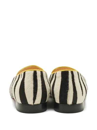 Pre-owned Christian Louboutin Spike-detail Calf-hair Loafers In White