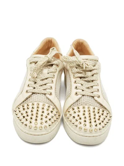 Pre-owned Christian Louboutin Vieira Spikes Sneakers In Neutral