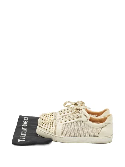 Pre-owned Christian Louboutin Vieira Spikes Sneakers In Neutral