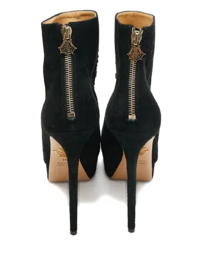 Pre-owned Charlotte Olympia On Time Platform Ankle Boots In Black