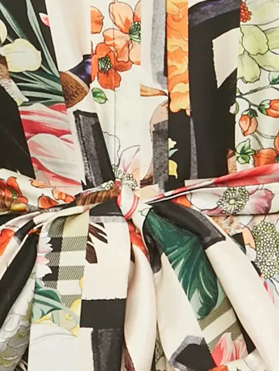 Pre-owned Burberry Silk Belted Midi Dress In Neutral