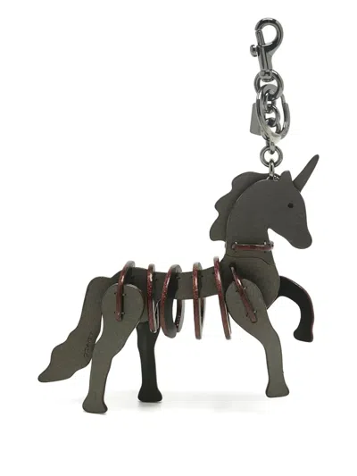 Pre-owned Coach Vintage Uni Puzzle Leather Bag Charm In Gray