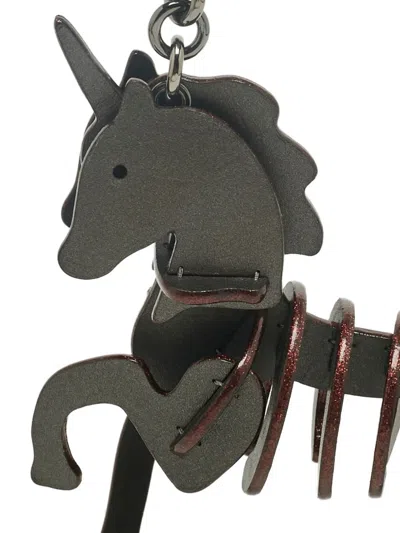 Pre-owned Coach Vintage Uni Puzzle Leather Bag Charm In Gray