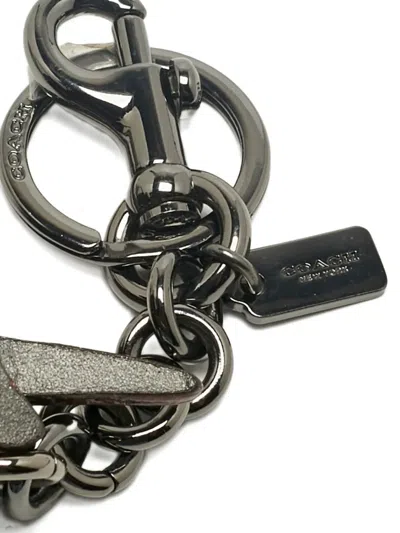 Pre-owned Coach Vintage Uni Puzzle Leather Bag Charm In Gray