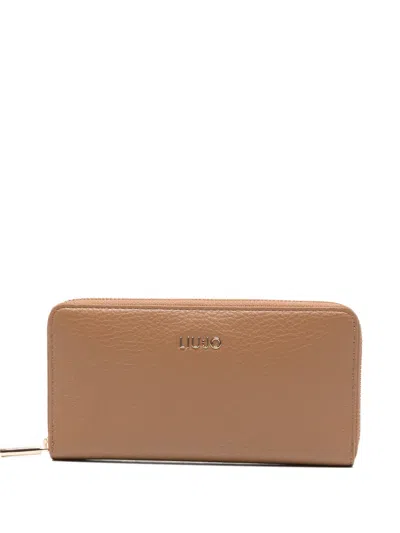 Liu •jo Logo-plaque Zip Wallet In Brown