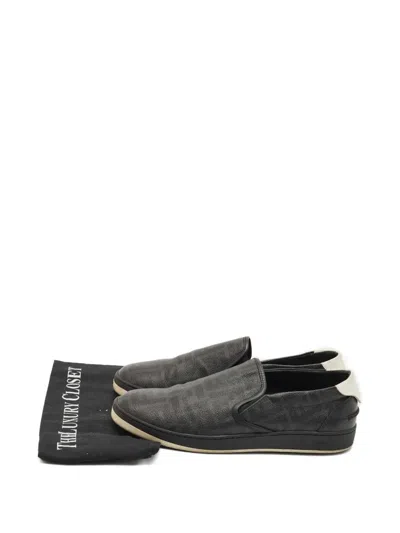 Pre-owned Fendi Logo-print Sneakers In Black