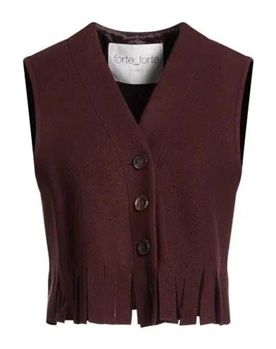 Forte Forte Forte_forte Woman Tailored Vest Chocolate Brown Size 2 Wool, Polyamide In Burgundy