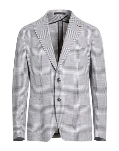 Tagliatore Man Blazer Navy Size 44 Linen, Cotton In Gray