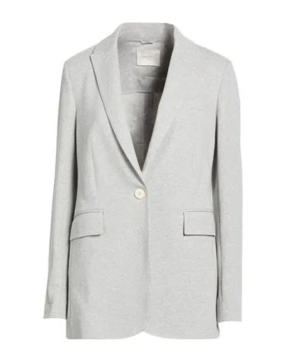 Circolo 1901 Woman Blazer Light Grey Size 12 Cotton, Elastane In Gray