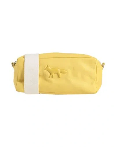 Maison Kitsuné Woman Cross-body Bag Yellow Size - Leather In Yellow
