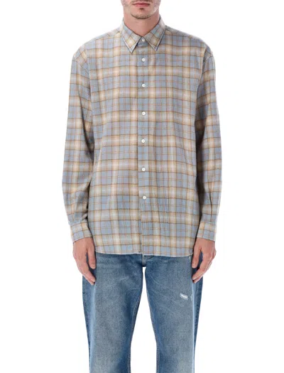 Auralee Airy Wool Check Relaxed-fit Shirt In Multi