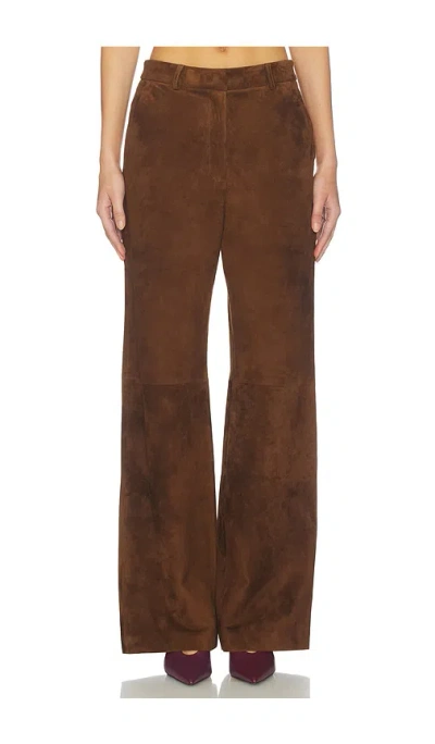 Aexae Leather Suede Straight Leg Pant In Brown