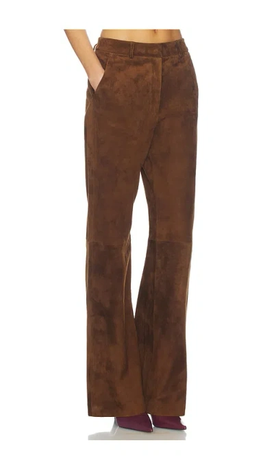Aexae Leather Suede Straight Leg Pant In Brown