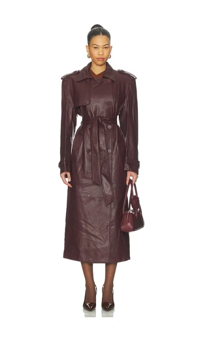 Aexae X Revolve Leather Suede Trench Coat In Brown