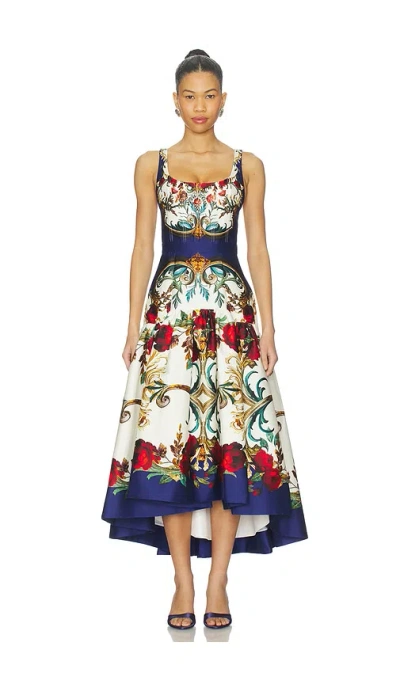 Alice And Olivia Gilded Rose Diana Structured Midi Dress In Multi