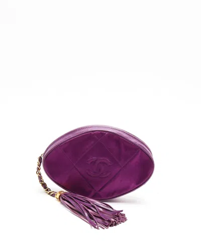 Pre-owned Chanel Satin Lamskin Pouch In Purple