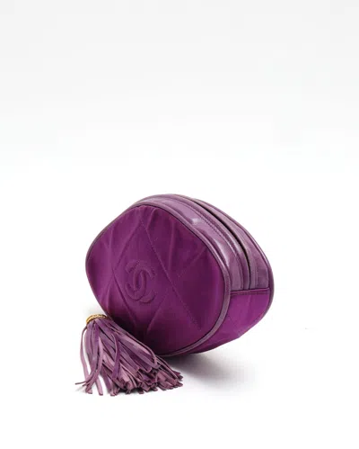 Pre-owned Chanel Satin Lamskin Pouch In Purple