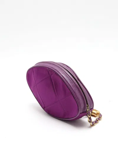 Pre-owned Chanel Satin Lamskin Pouch In Purple