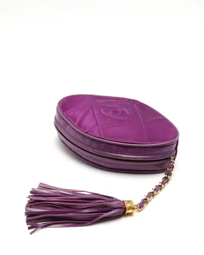 Pre-owned Chanel Satin Lamskin Pouch In Purple