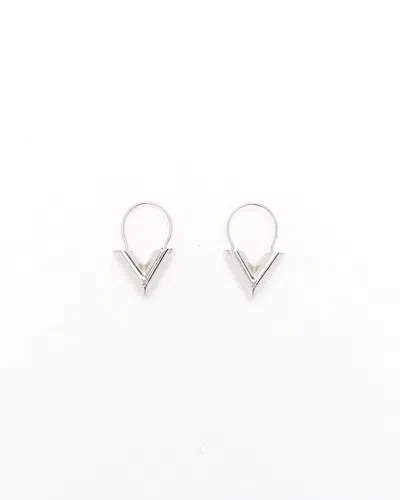 Pre-owned Louis Vuitton Essential V Hoop Earrings In Silver
