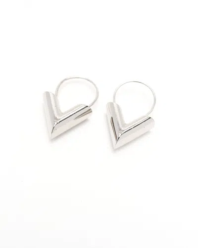 Pre-owned Louis Vuitton Essential V Hoop Earrings In Silver
