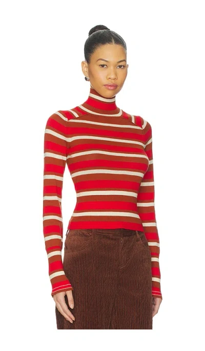 Free People X Revolve Breeze Striped Turtleneck Sweater Â€“ Red Cinnamon Combo. Å°ºç � Xs (also Â€“ L, M, S, Xl) In Red