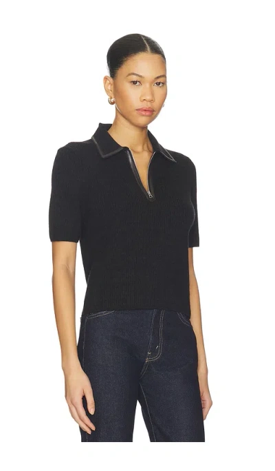 Rag & Bone Caterina Faux Leather Zip Polo Â€“ Æ·±æ£•è‰². Å°ºç � S (also Â€“ M, Xs). In Black