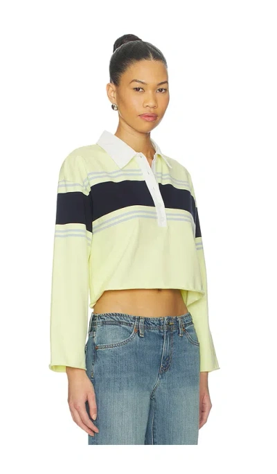 Re/done Cut Off Rugby Polo Top In Multi