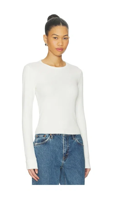 Re/done Baby Waffle Long Sleeve Top In White