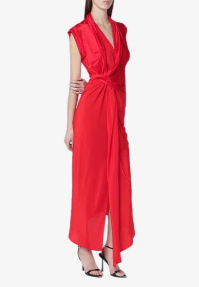 Victoria Beckham Womens Cardinal Red Asymmetric Plunge Stretch-woven Maxi Dress