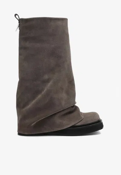 Attico Robin Suede Mid-calf Boots In Brown