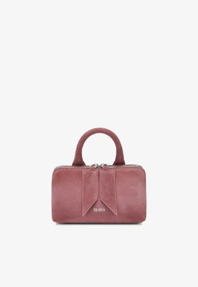 Attico Mini Friday Suede Top Handle Bag In Pink