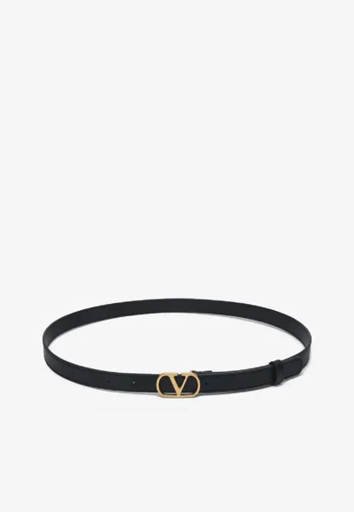 Valentino Vlogo Signature Leather Belt In Black