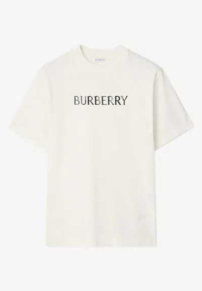 Burberry Cotton T Shirt Featuring Front Logo Print In White