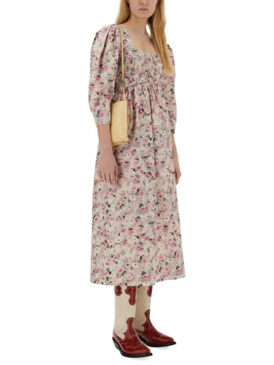Ganni Midi Dress In Multi