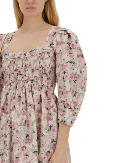 Ganni Midi Dress In Multi