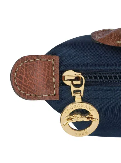 Longchamp Le Pliage Original Blue Mini Bag With Logo Engraved On The Front In Leather And Canvas Woman In Blue