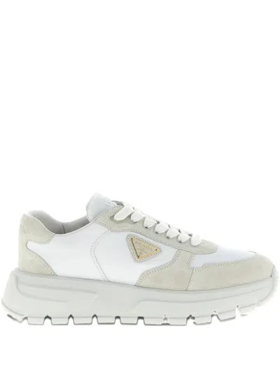 Prada Prax 2.0 Re-nylon And Suede Sneakers Shoes In White