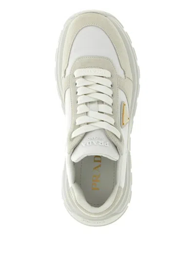 Prada Prax 2.0 Re-nylon And Suede Sneakers Shoes In White
