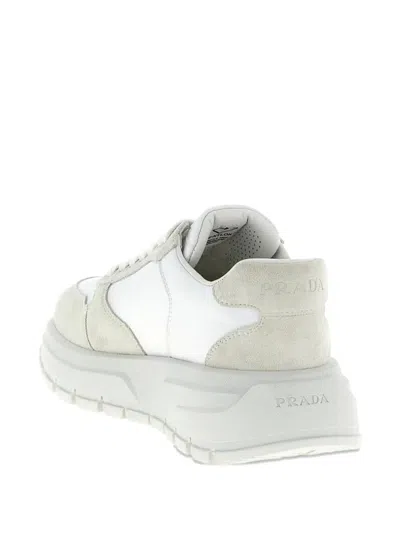 Prada Prax 2.0 Re-nylon And Suede Sneakers Shoes In White